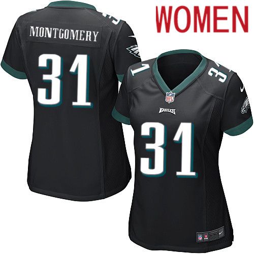 Women Philadelphia Eagles #31 Wilbert Montgomery Nike Black Game NFL Jersey->women nfl jersey->Women Jersey